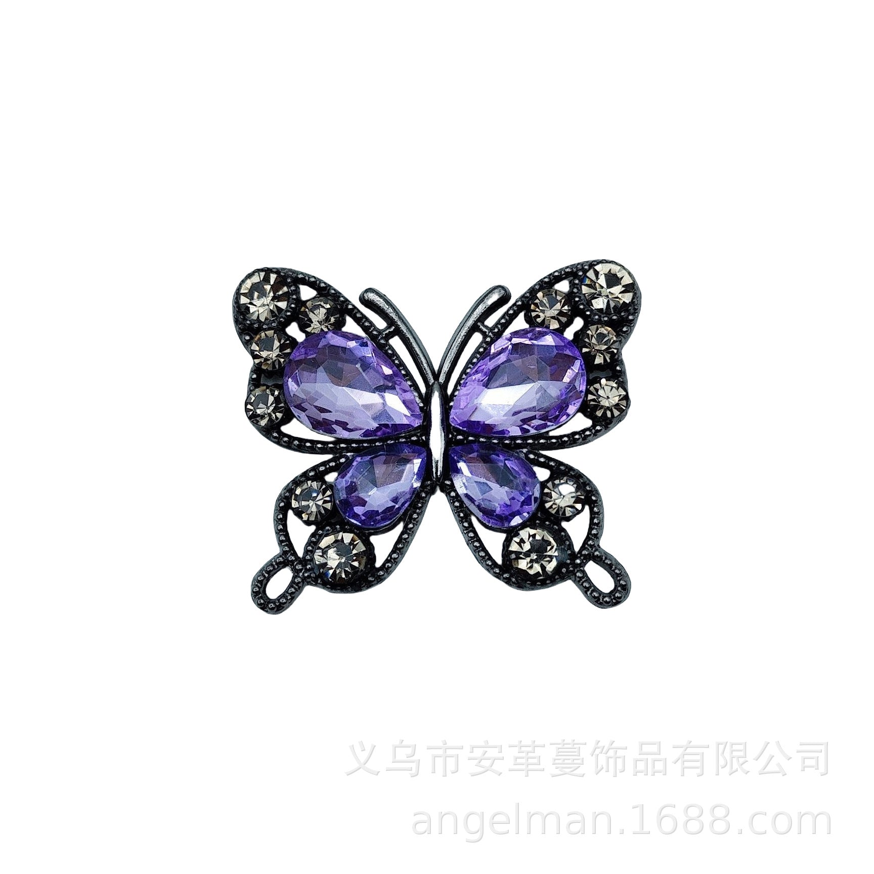 Single-Sided Alloy Rhinestone Butterfly Charm