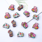 Colorful coffee themed silicone focal beads