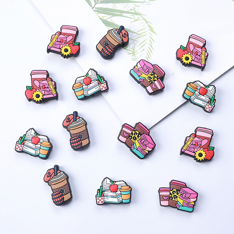 Colorful coffee themed silicone focal beads