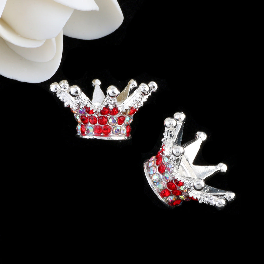 Kimhatter Heavy-Duty Colorful Crown Spacer Bead with Full Rhinestones 5pcs/bag