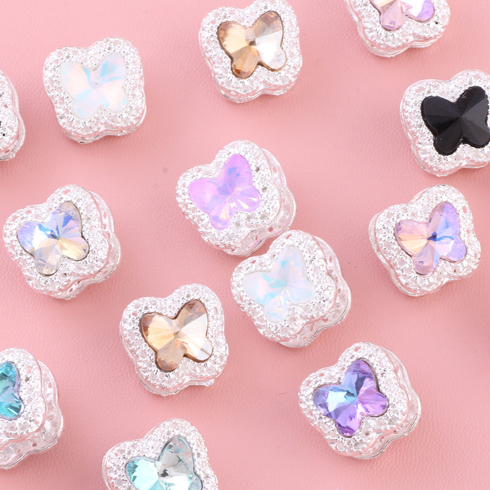 Heavy Duty Double-Sided Alloy Small Butterfly with Zircon