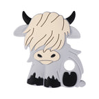 Baby cartoon highland cow, bear, unicorn, panda, dinosaur silicone focal bead