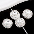 Kimhatter Silver Small Square Rhinestone Alloy Diamond Ball Bead