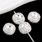 Kimhatter Silver Small Square Rhinestone Alloy Diamond Ball Bead