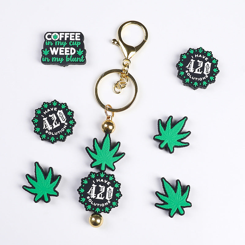 Green leaf silicone focal bead