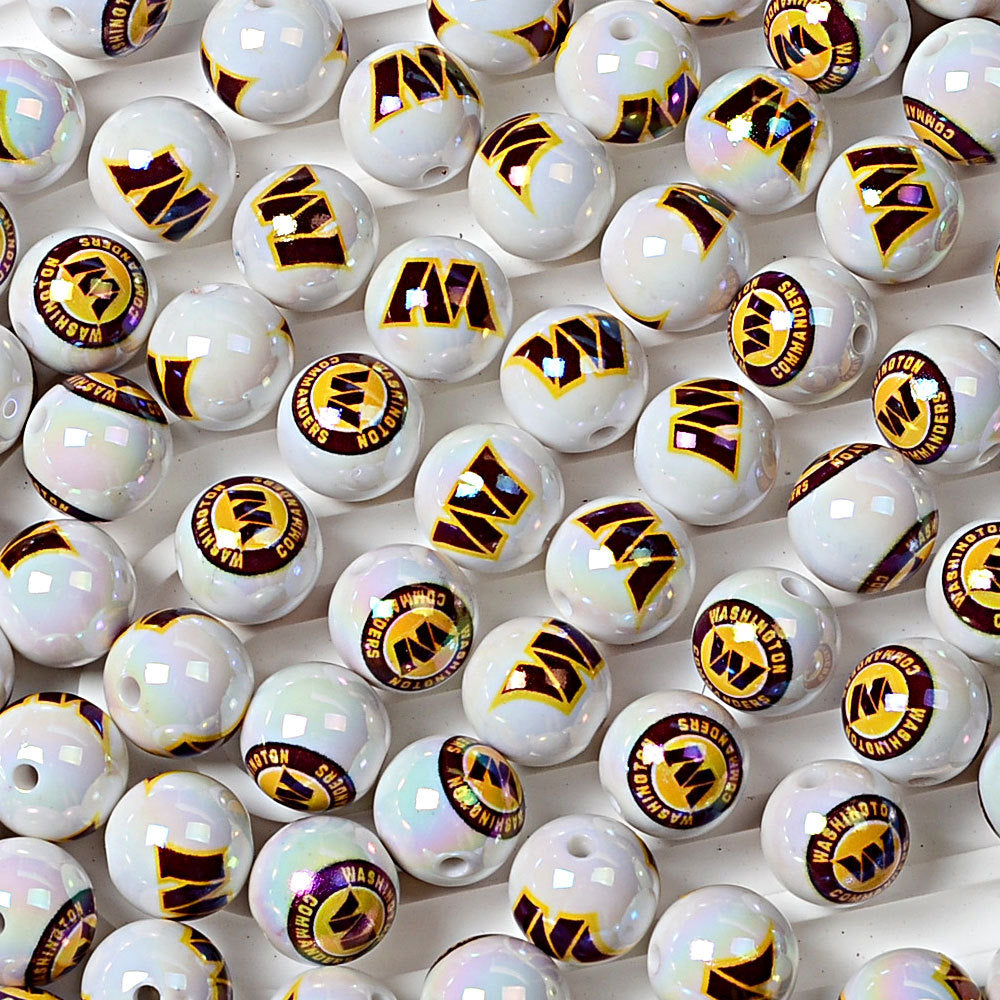 16mm NFL Football Team Beads – Double-Sided Acrylic Round Beads for Game Day Jewelry & Crafts
