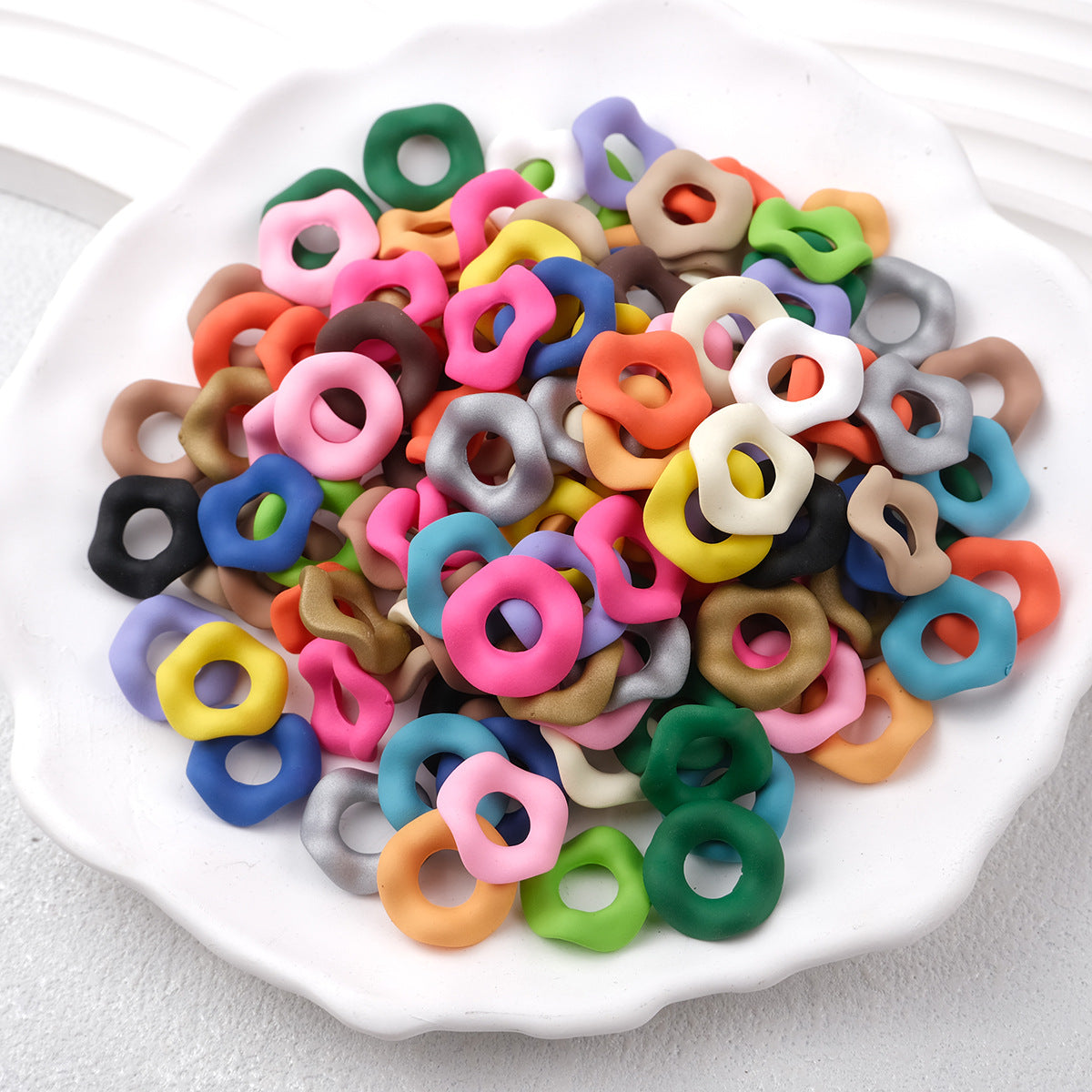 100pcs/bag Mix Spacer Beads & Wavy Spacer Beads & Flat Disk Beads - 12mm & 16mm
