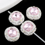 Kimhatter Silver Small Square Rhinestone Alloy Diamond Ball Bead