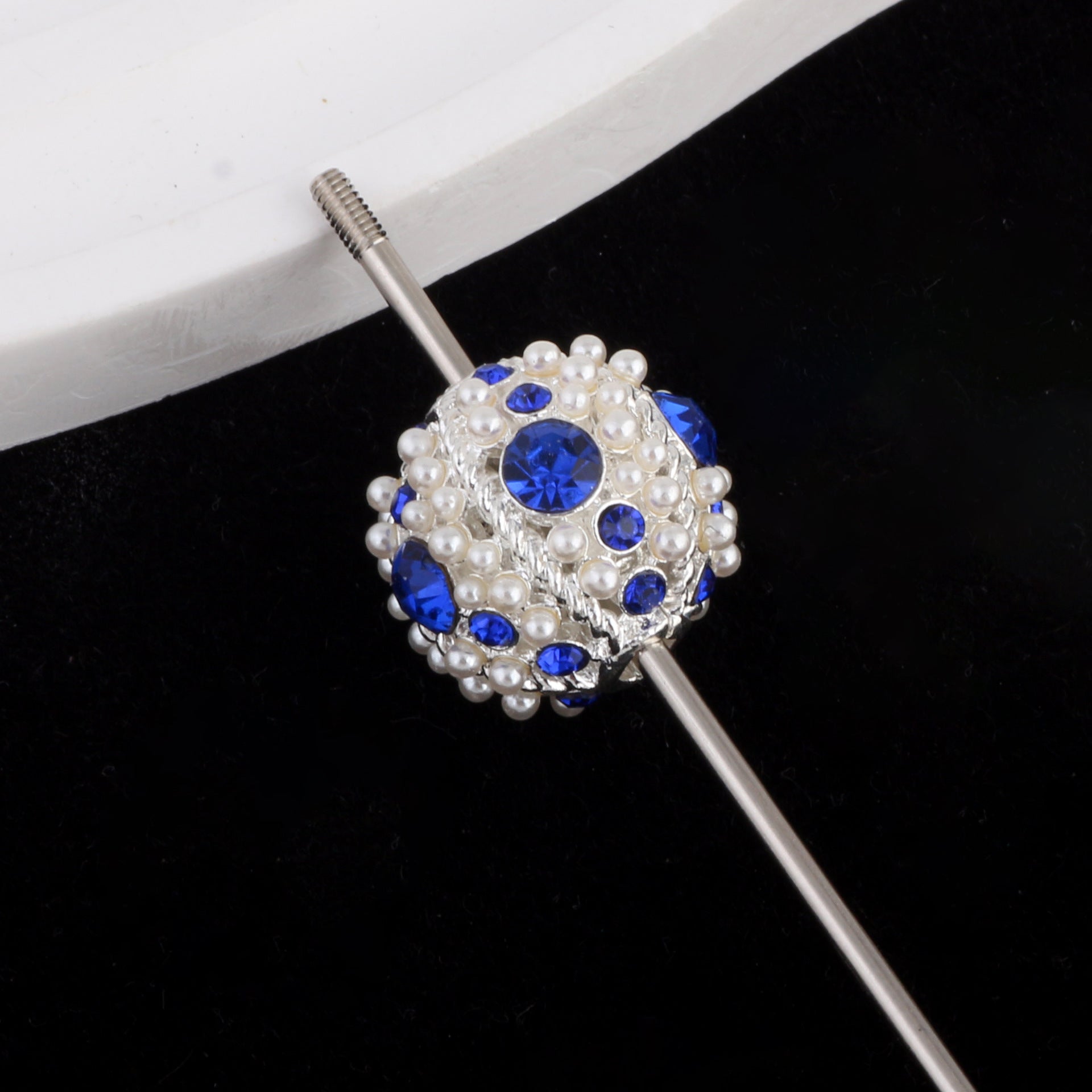 Kimhatter Nepal Heavy-Duty Alloy Pumpkin Bead with Rhinestones & Diamond Ball