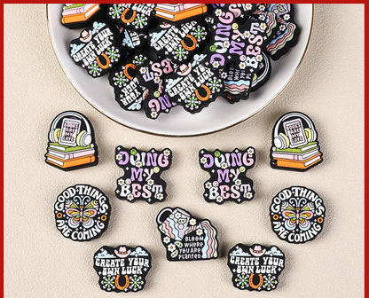 English letter inscription silicone focal bead