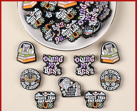 English letter inscription silicone focal bead