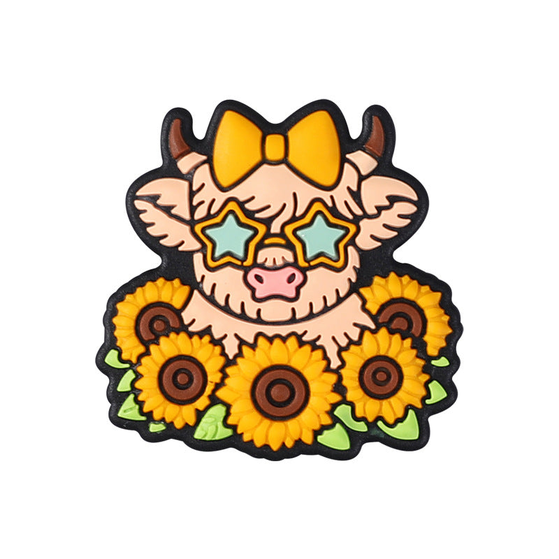Cartoon Sunflower bee, cow silicone focal bead