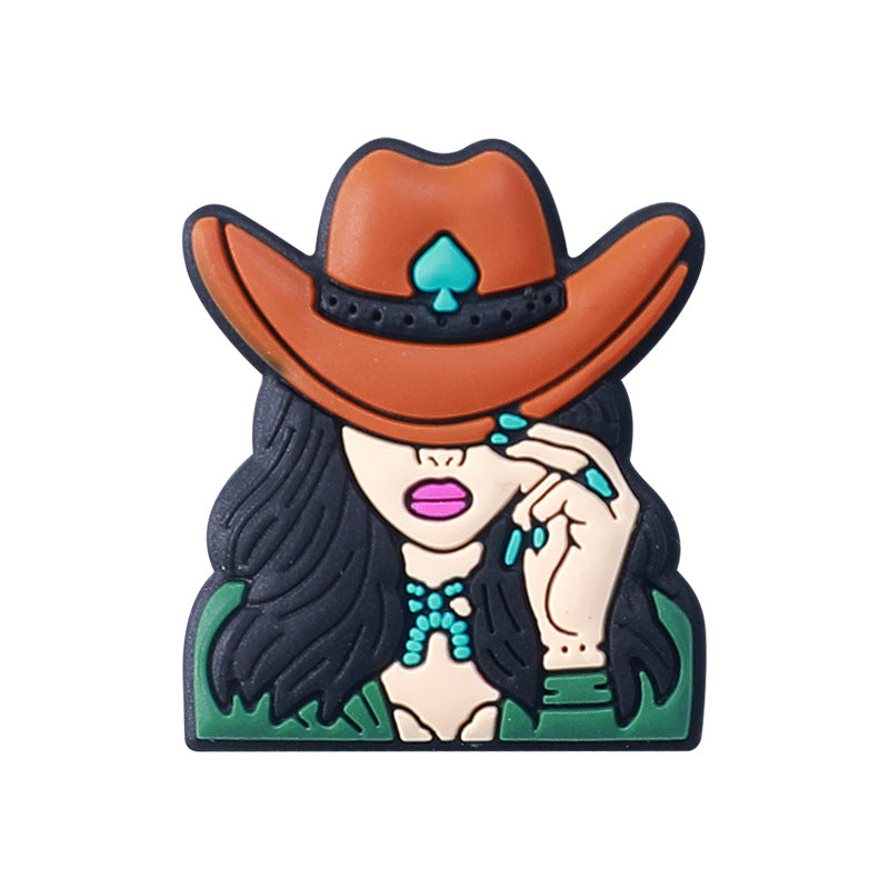 Bull head, cowgirl hat silicone focal bead