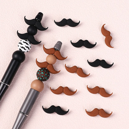 Brown and black mustache silicone focal bead