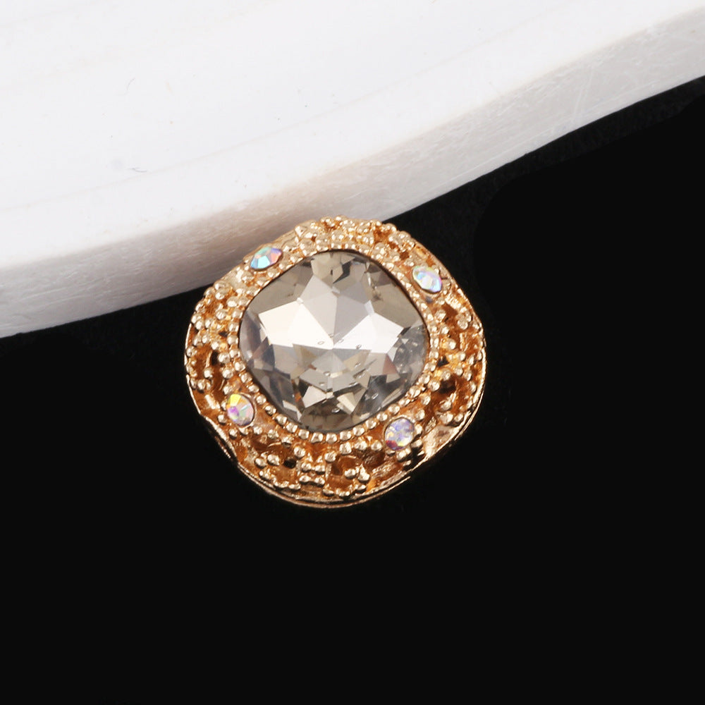 Kimhatter Silver Small Square Rhinestone Alloy Diamond Ball Bead