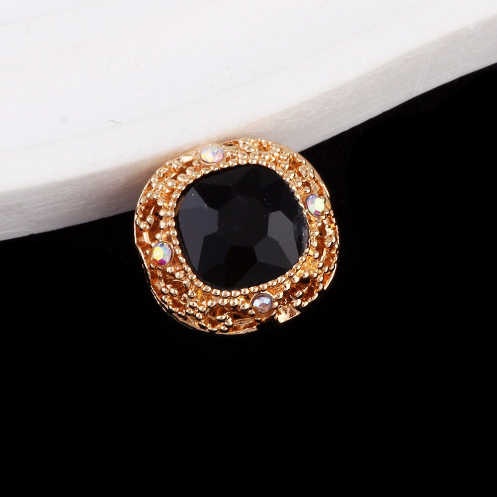 Kimhatter Silver Small Square Rhinestone Alloy Diamond Ball Bead
