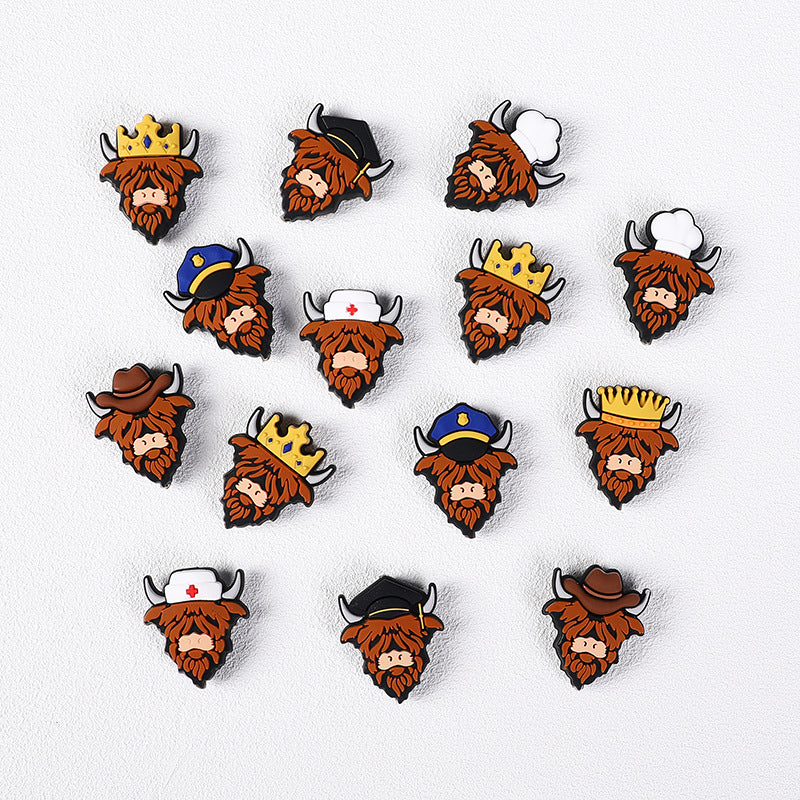 Special cartoon highland cow silicone focal beads