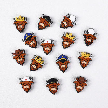 Special cartoon highland cow silicone focal beads