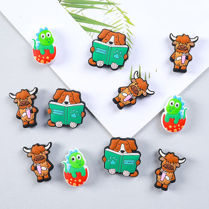 highland cow, dog, frog silicone focal beads