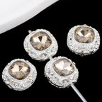 Kimhatter Silver Small Square Rhinestone Alloy Diamond Ball Bead