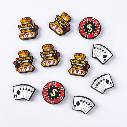 Cartoon lucky card silicone focal beads