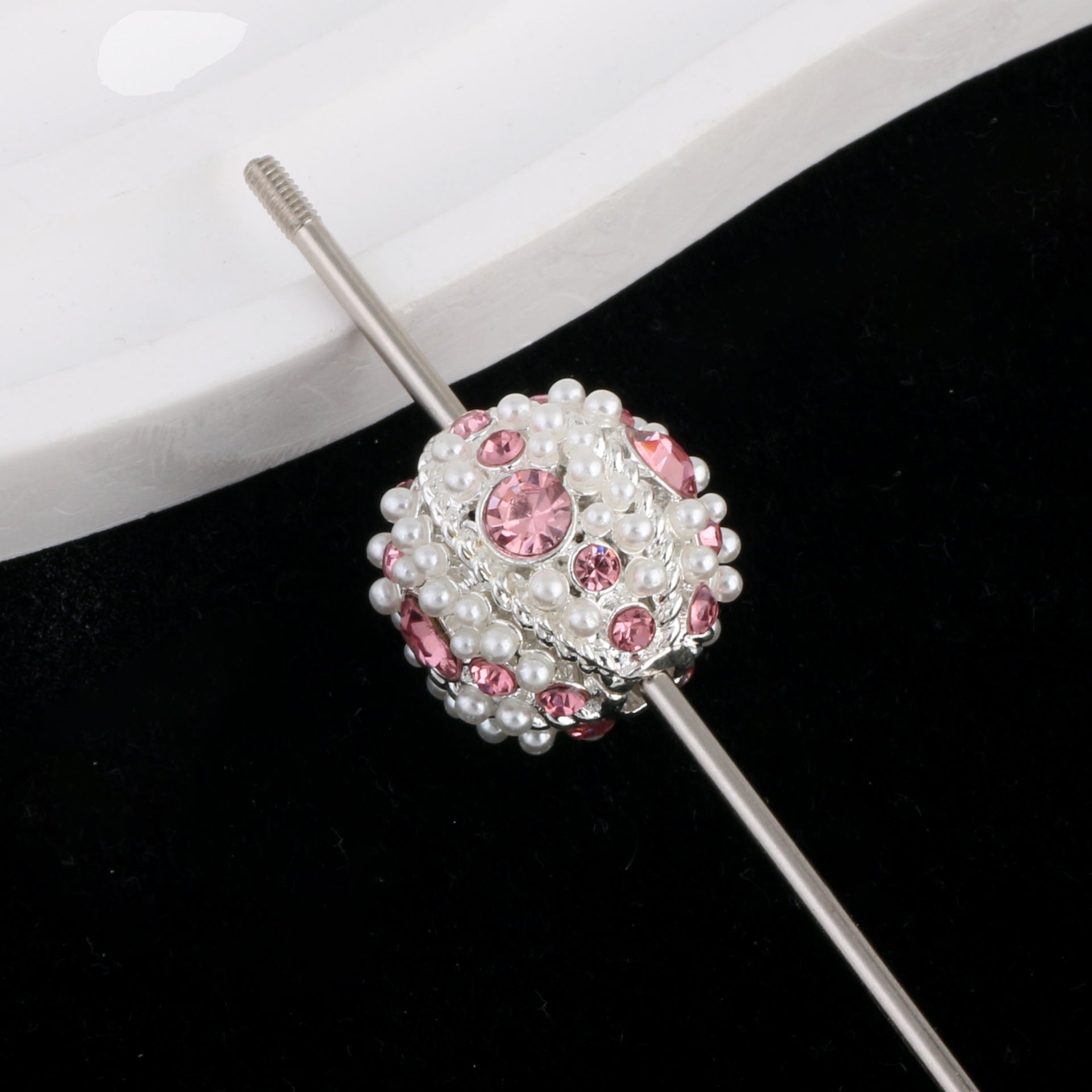 Kimhatter Nepal Heavy-Duty Alloy Pumpkin Bead with Rhinestones & Diamond Ball