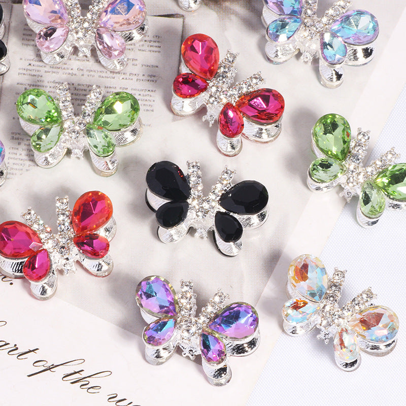 Kimhatter Heavy-Duty Alloy Sparkling Butterfly Rhinestone Bead