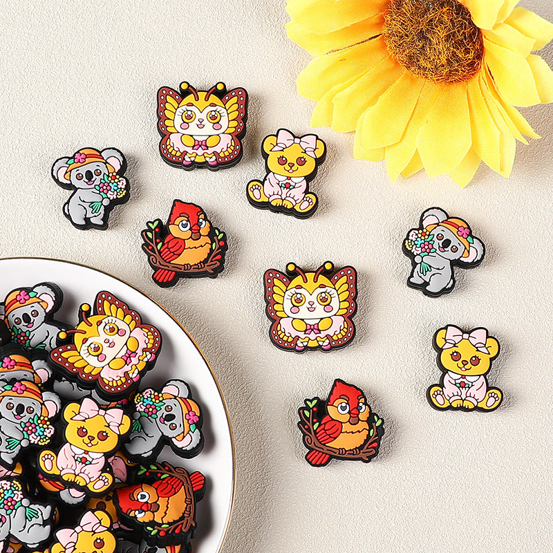 DIY high-appearation-level cartoon silicone beads, animal butterfly bird focal bead