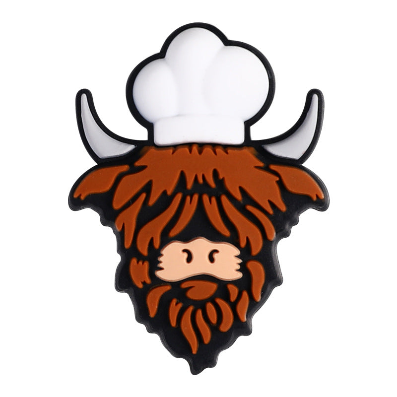 Special cartoon highland cow silicone focal beads