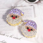 Alloy Cute Santa Claus Full Crystal Charm