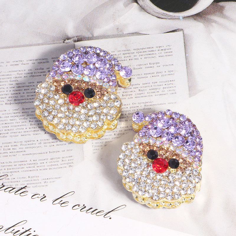 Alloy Cute Santa Claus Full Crystal Charm