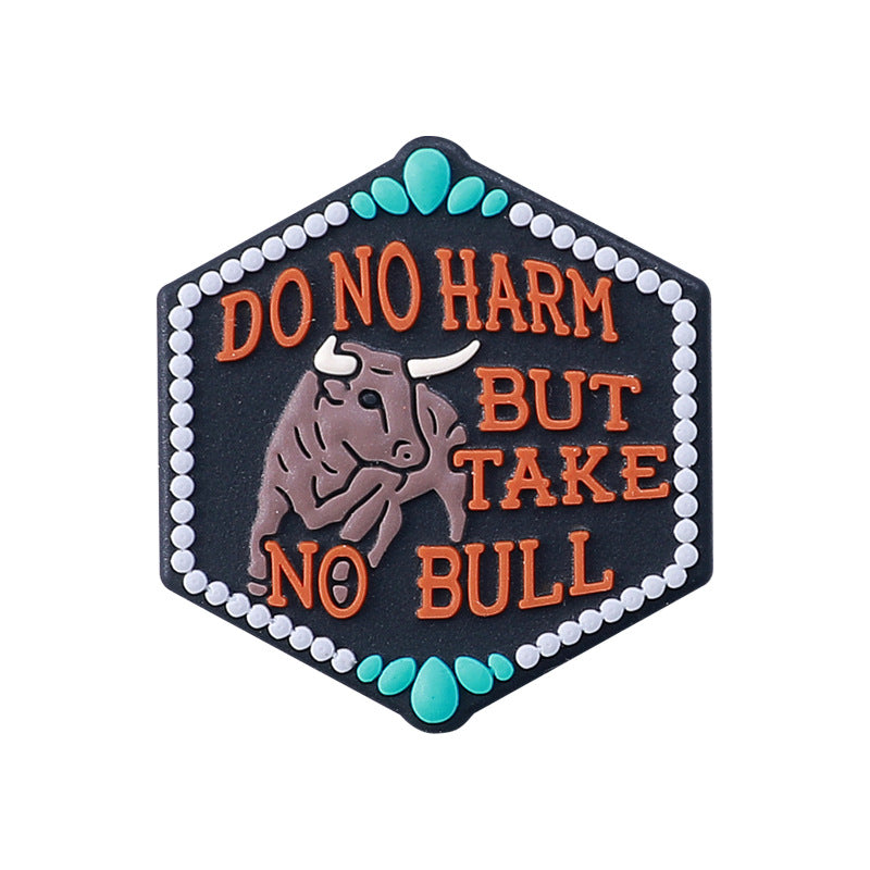 Bull head, cowgirl hat silicone focal bead
