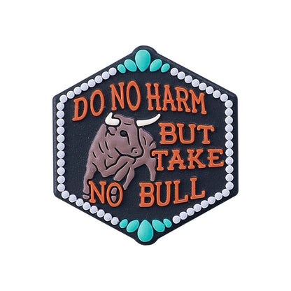 Bull head, cowgirl hat silicone focal bead