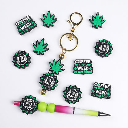 Green leaf silicone focal bead