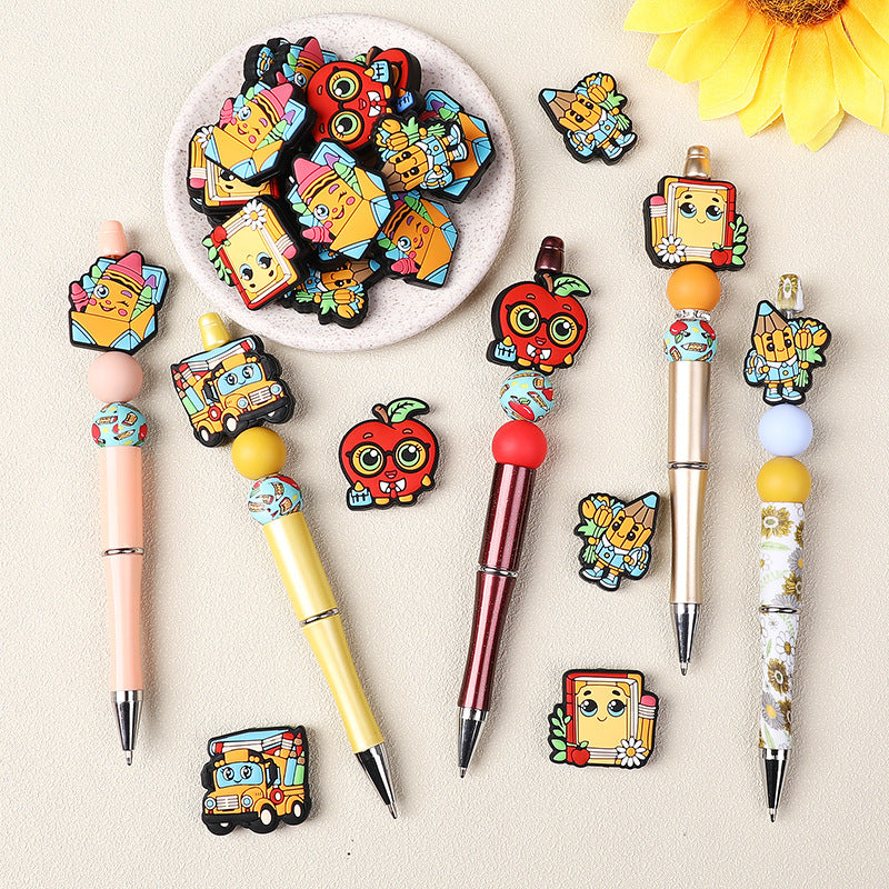 Cute apple silicone focal bead