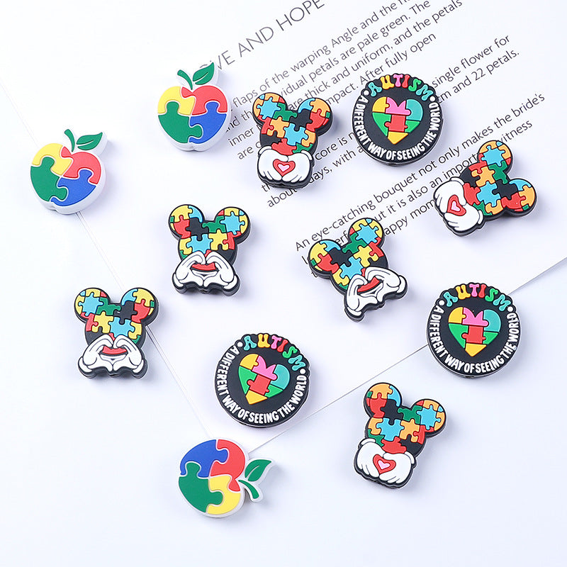 DIY Autism awareness silicone focal beads