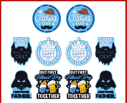 Father's day themed silicone focal beads