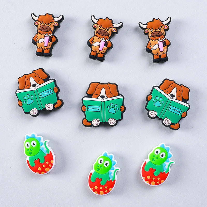 highland cow, dog, frog silicone focal beads