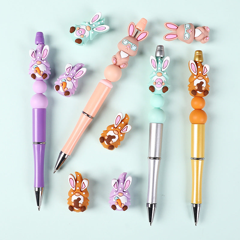 Easter 3D silicone beads, cartoon rabbit, three-dimensional gnome silicone bead accessories