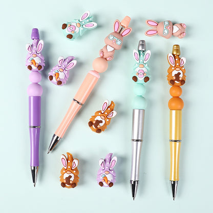 Easter 3D silicone beads, cartoon rabbit, three-dimensional gnome silicone bead accessories