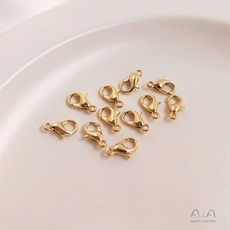 14K gold-plated 18K real gold spring buckle necklace bracelet ending lobster connection buckle DIY handmade material accessories