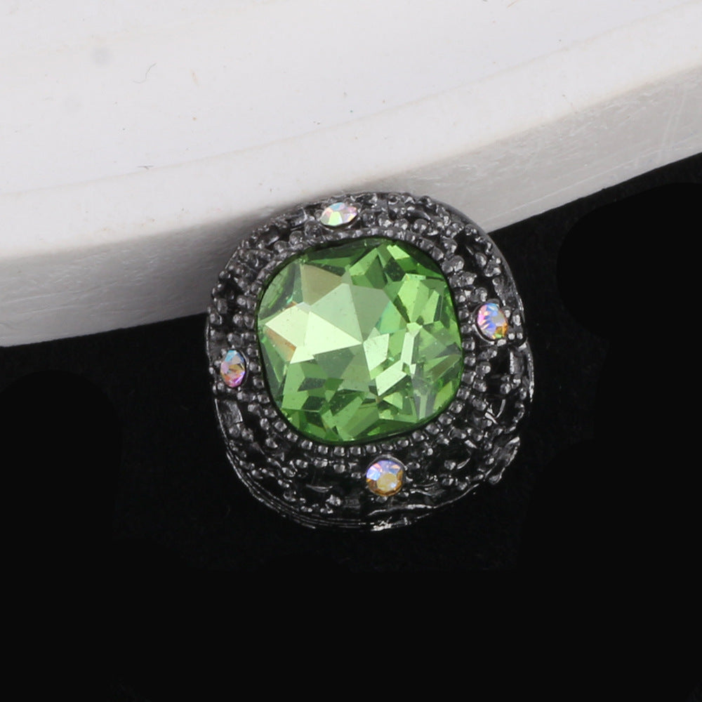 Kimhatter Silver Small Square Rhinestone Alloy Diamond Ball Bead