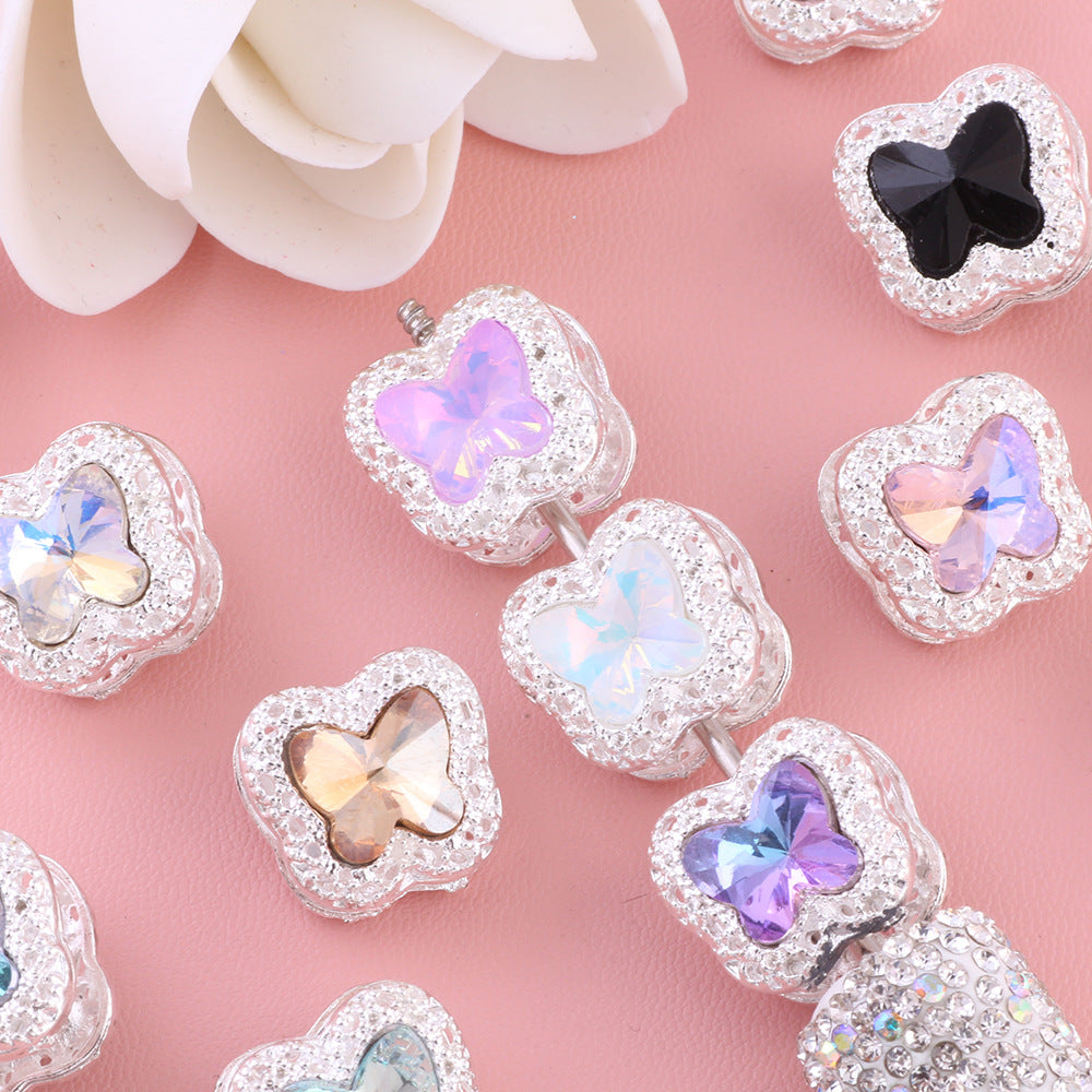 Heavy Duty Double-Sided Alloy Small Butterfly with Zircon