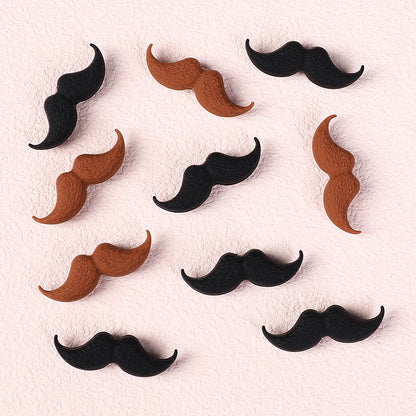Brown and black mustache silicone focal bead