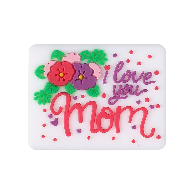 Silicone bead cartoon English letter epoxy loose beads DIY jewelry, heart silicone beads for Mother's Day