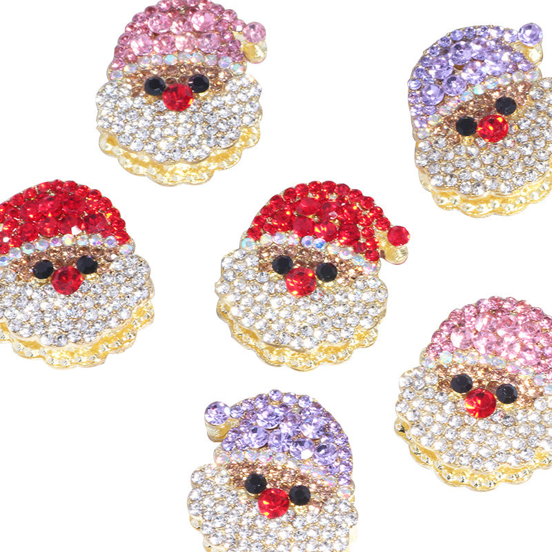 Alloy Cute Santa Claus Full Crystal Charm