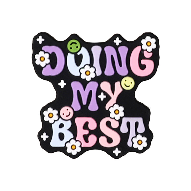 English letter inscription silicone focal bead