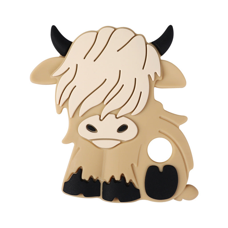 Baby cartoon highland cow, bear, unicorn, panda, dinosaur silicone focal bead
