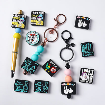 Quirky epoxy letter silicone focal bead