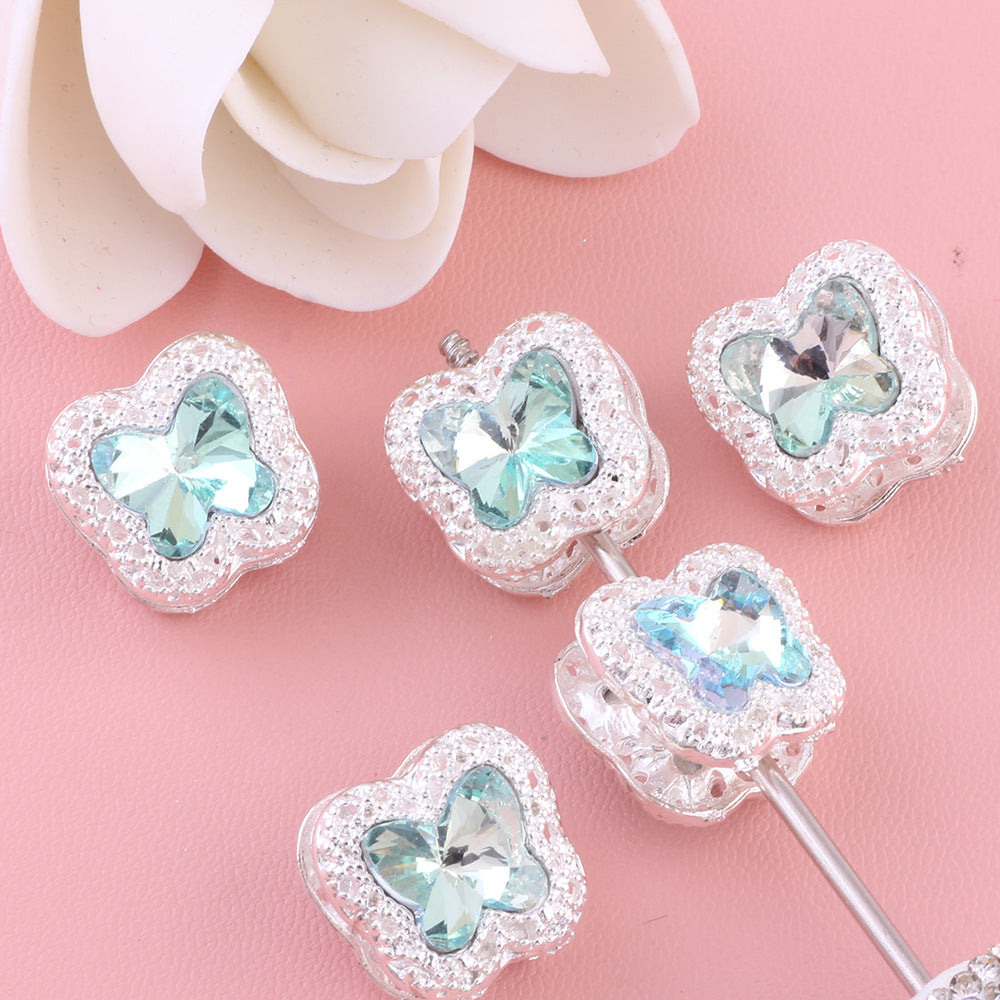 Heavy Duty Double-Sided Alloy Small Butterfly with Zircon